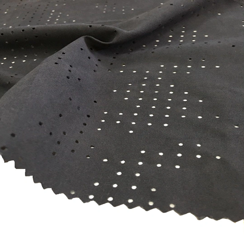 Grs Recycled RPET Pet Upholstery Hole Punched Perforated Elastic Stretch Polyester Microfiber Suede Fabric for Fashion Clothing