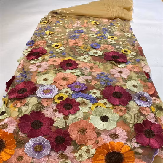 ホット販売 3D フラワーメキシコケミカルレース刺繍生地ファッション衣類用