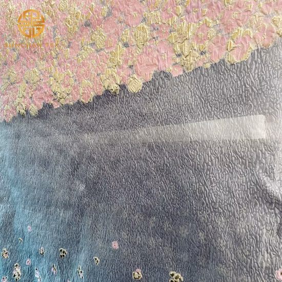 位置決め機能のある衣類用のゴールドエンボスジャカード生地